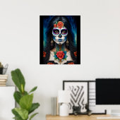 Poster Crâne à sucre - Embrasser Dia de los Muertos (Bureau à domicile)