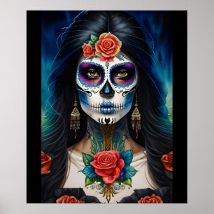 Poster Crâne à sucre - Embrasser Dia de los Muertos