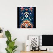 Poster Crâne à sucre - Fête de Dia de los Muertos (Bureau à domicile)