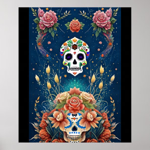 Poster Crâne à sucre - Fête de Dia de los Muertos