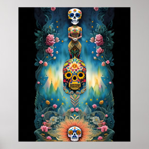 Poster Crâne à sucre - Fête mexicaine des morts :