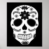 Poster Crâne à sucre mexicain noir et blanc (Devant)