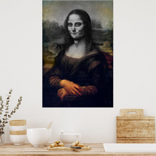 Poster crâne à sucre mona lisa (Cuisine)