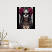 Poster Crâne à sucre - Roses et révélations (Cuisine)