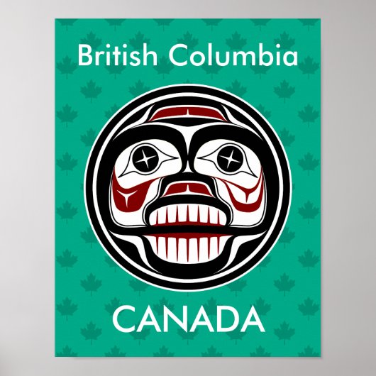 Poster Crâne amérindien rouge noir de pleurs (Devant)