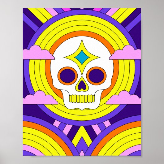 Poster Crâne arc-en-ciel psychédélique (Devant)