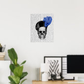 Poster Crâne avec Casquette bleu (Bureau à domicile)