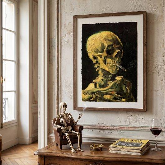 Poster Crâne avec cigarette allumée par Vincent van Gogh