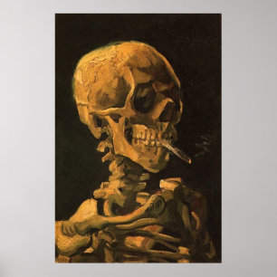 Poster Crâne avec la copie d'affiche de cigarette