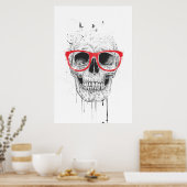 Poster Crâne avec lunettes rouges (Cuisine)