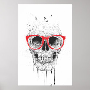 Poster Crâne avec lunettes rouges