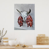 Poster crâne avec Ristras (Cuisine)