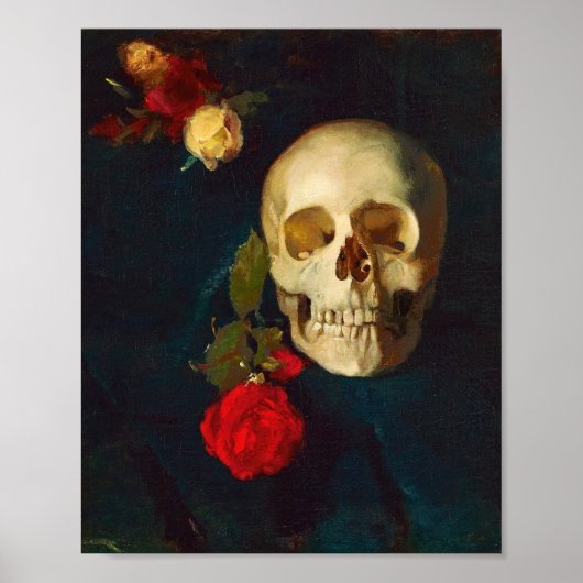 Poster Crâne avec Roses | Carl Schuch (Devant)