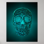 Poster Crâne brillant Gothique Turquoise Vert Cool effray (Devant)