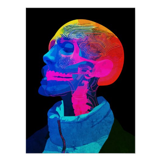 Poster Crâne Cyber – Art d'anatomie futuriste (Devant)