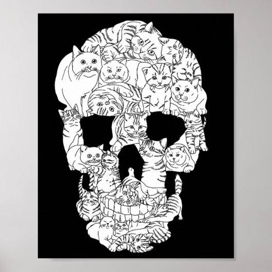 Poster Crâne de chat Kitty Skeleton Halloween Goth Punk E (Devant)
