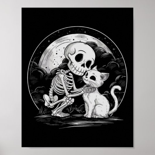 Poster Crâne de chat squelette Kitty Gothique mignon Cost (Devant)