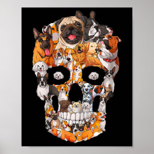 Poster Crâne de Chien Amoureux de Patte de Chien Hallowee