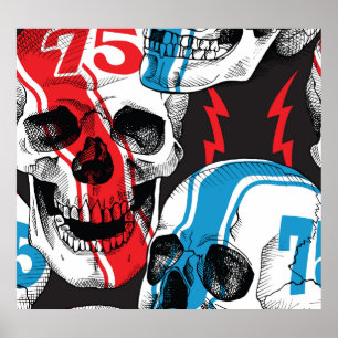 Poster Crâne de course : Rébellion Vintage sans couture.