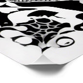 Poster Crâne de dentelle souriante noir et blanc (Coin)