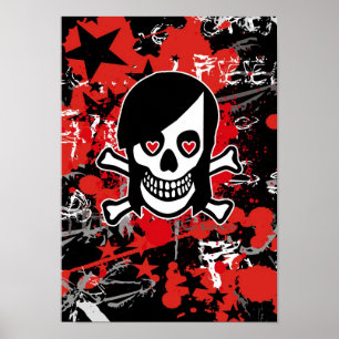Poster Crâne de fille Emo
