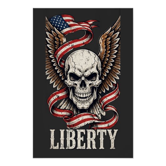 Poster Crâne de la Liberté et Aigle (Devant)