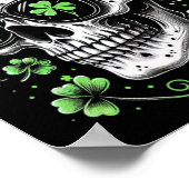 Poster Crâne de la Saint-Patrick Chignon Décoiffé Trèfles (Coin)