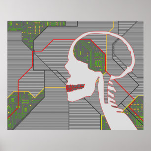 Poster crâne de logique gris