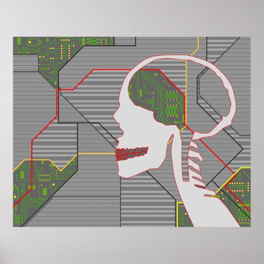 Poster crâne de logique gris (Devant)