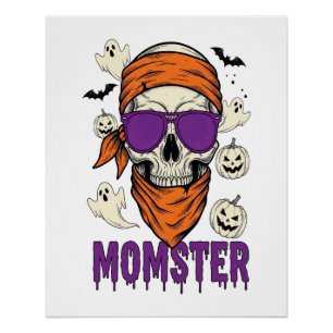 Poster Crâne de momstre Drôle Halloween Maman