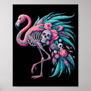 Poster Crâne de sucre de femmes flamant mexicain dia de l