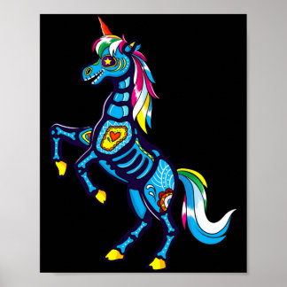 Poster Crâne de sucre mignon licorne mexicaine Halloween