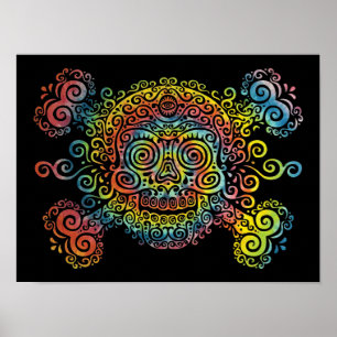 Poster Crâne de sucre teinté cravate