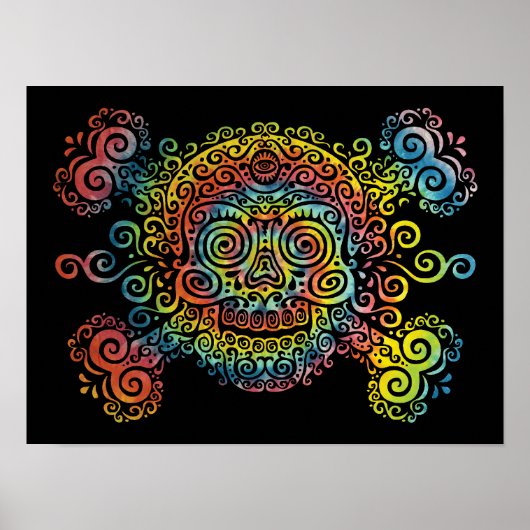 Poster Crâne de sucre teinté cravate (Devant)