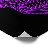 Poster Crâne de sucre violet complexe sur noir (Coin)