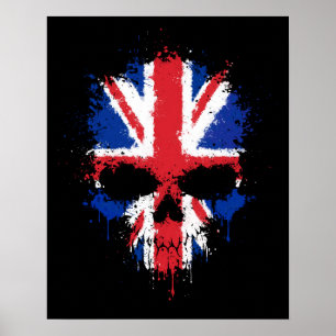 Poster Crâne d'éclaboussure d'égoutture du Royaume-Uni