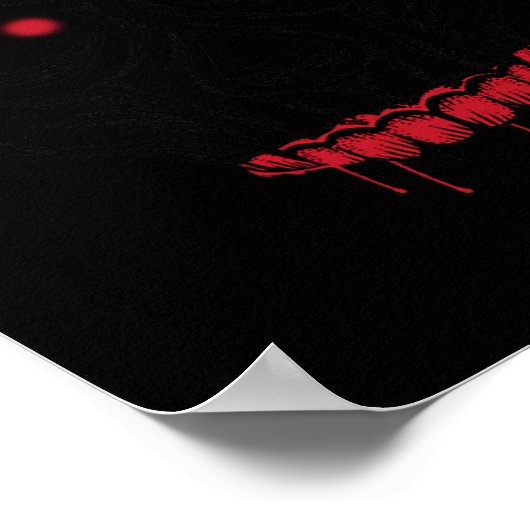 Poster Crâne déplaisant Aux Yeux Avec Dents Et Yeux Rouge (Coin)