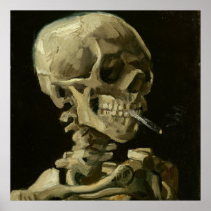 Poster Crâne d'un squelette avec cigarette brûlante, 1885