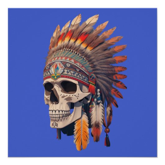 Poster Crâne en chef indien | Crâne amérindien (Devant)