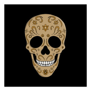 Poster Crâne en sucre floral Dia de los Muertos