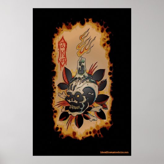 Poster Crâne et bougie (Devant)