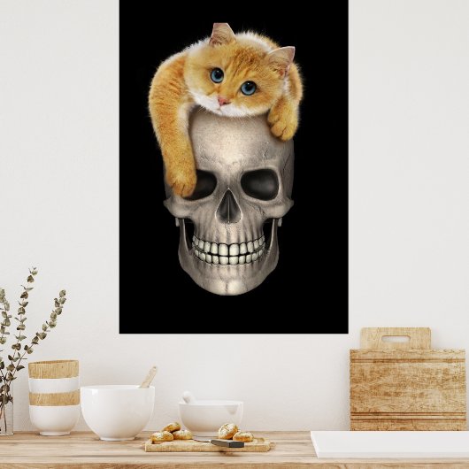 Poster Crâne et chat (Cuisine)