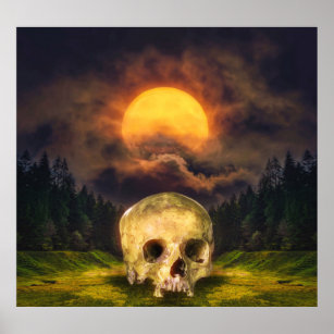 Poster crâne et lune de récolte