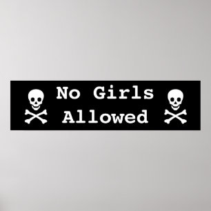 Poster Crâne et os croisés Aucune fille autorisée