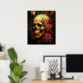Poster Crâne et Roses (Bureau à domicile)