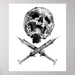Poster Crâne et seringues