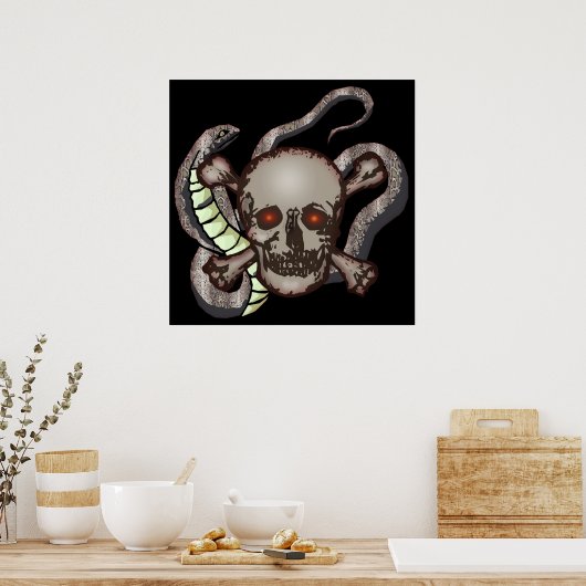 Poster crâne et serpents (Cuisine)