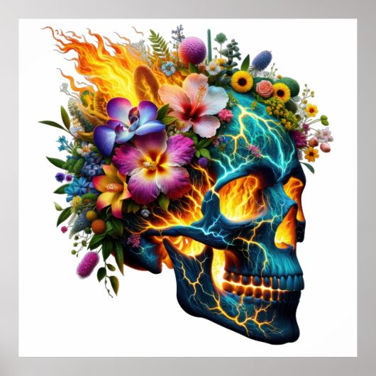 Poster Crâne floral d'Inferno (Devant)