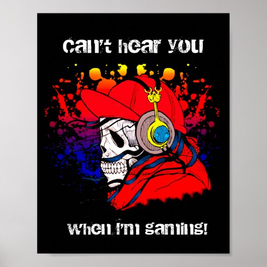 Poster Crâne Gamer avec casque (Devant)