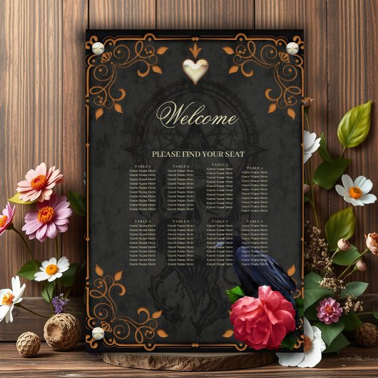 Poster Crâne gothique et corbeau.